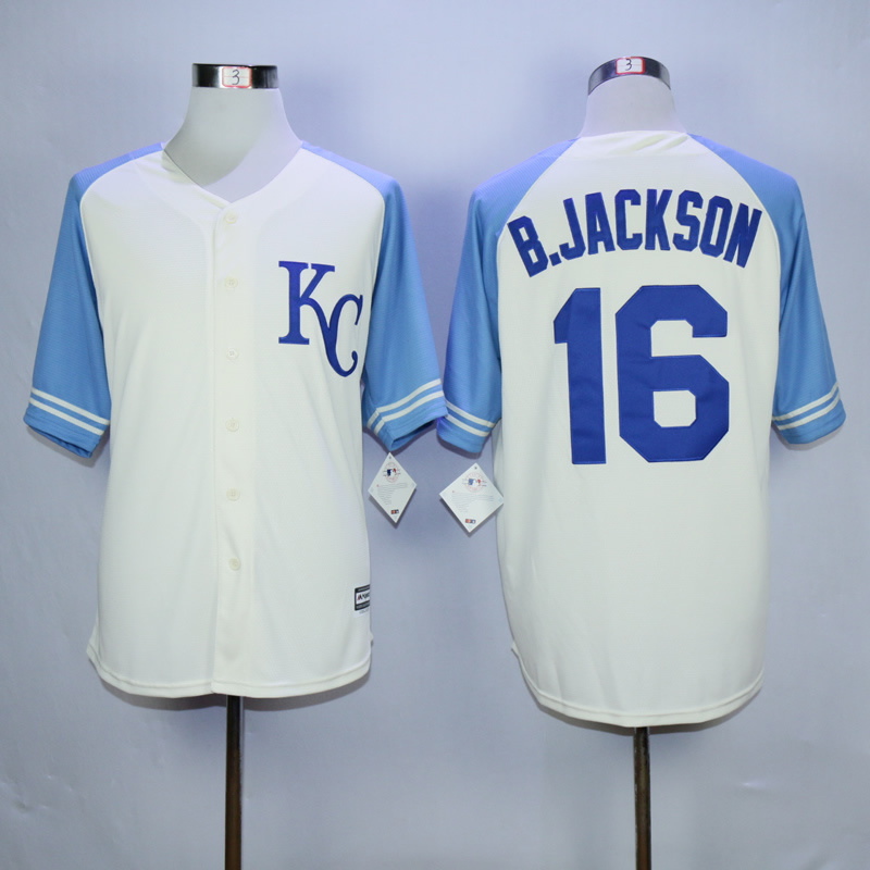 Men Kansas City Royals #16 B.Jackson Cream White MLB Jerseys